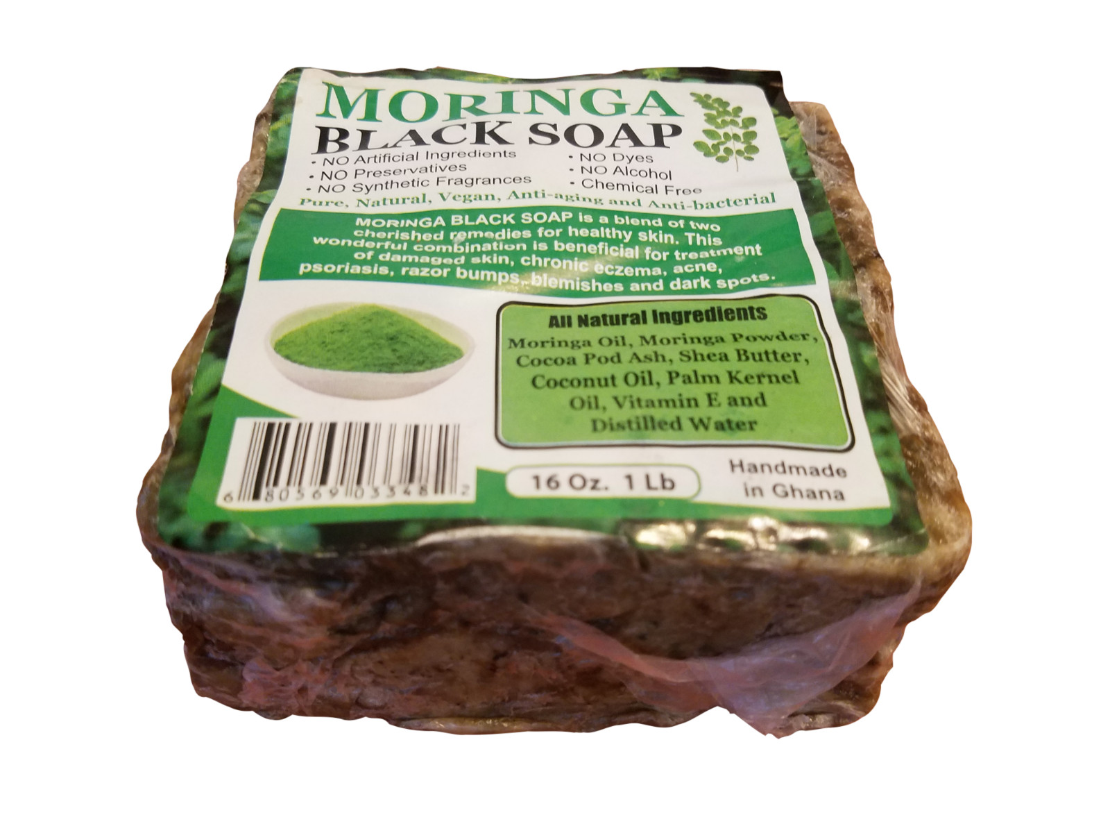 MORINGA Black Soap Herbal Vegan Anti Acne/Fungus/Blemish/Psoriasis