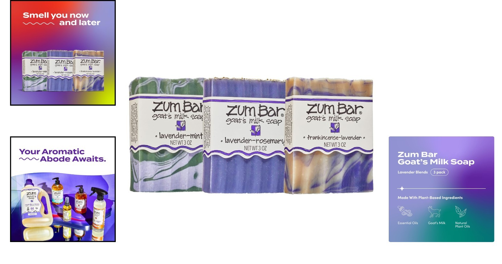 Aromatherapy Lavender Goat’s Milk Soap Bundle – 3 x 3 oz Bars – Natural Care