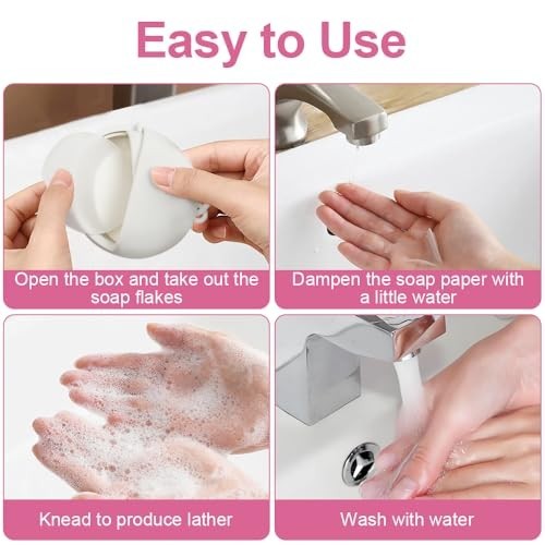 Portable Paper Soap Sheets – 300 Disposable Foaming Soap Flakes for Travel, Camp