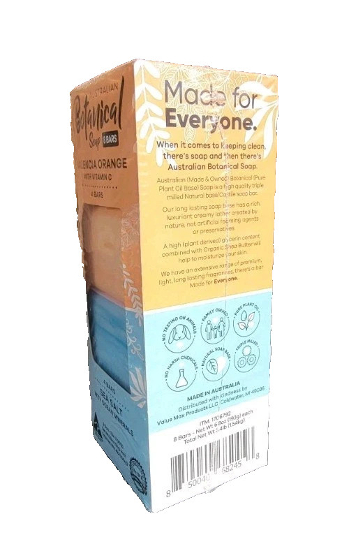Australian Botanical Soap 8 Bars Valencia Orange Vitamin C Sea Salt Sealed Rare