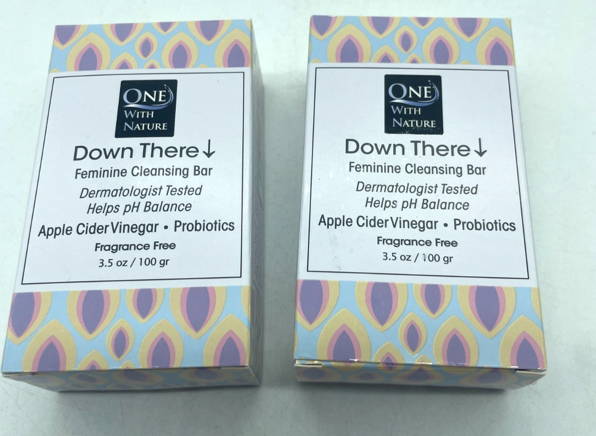 ONE WITH NATURE Feminine Cleansing Soap Frag Free 3.5oz ACV lot of 2