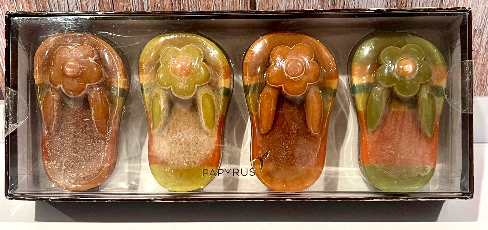Vintage Papyrus Flip Flop Sandal Glycerin Soap Fall Autumn Colors 4 Pack Set