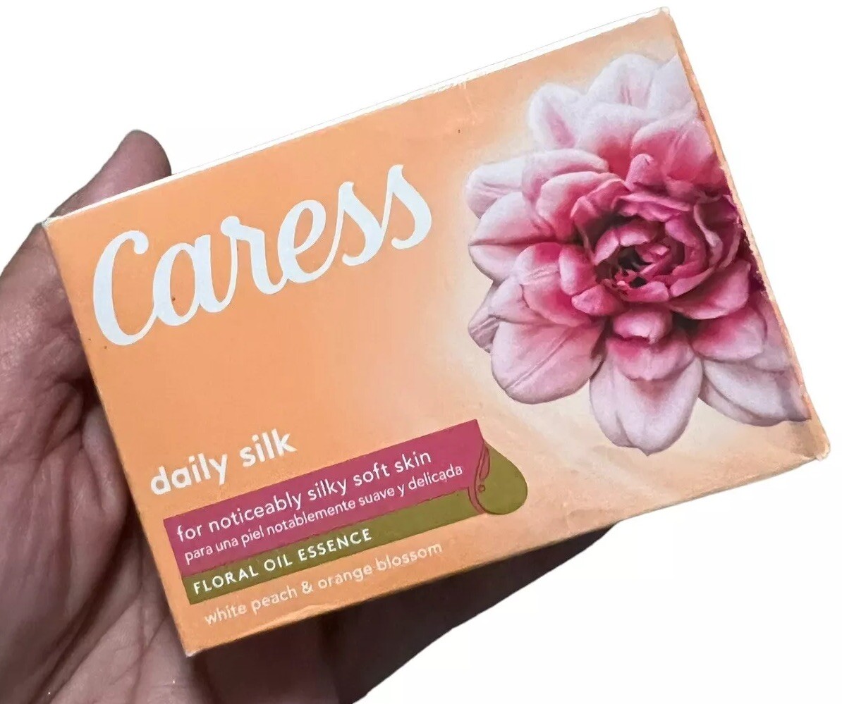 Caress Daily Silk Bar Soap White Peach & Orange Blossom Bath Soap 3.75 Oz Lot 2