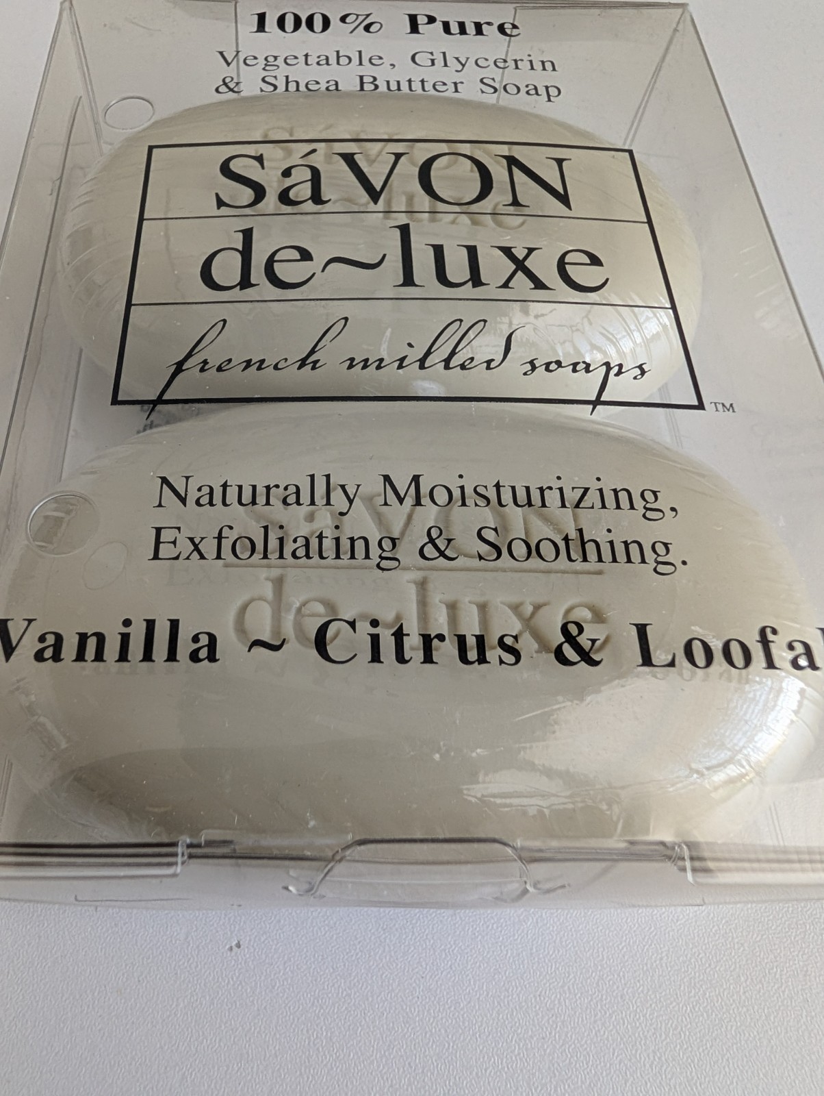 Savon De-Luxe French Milled Luxury Bar Soap Vanilla ~ Citrus 4.2 oz 2 Bars New