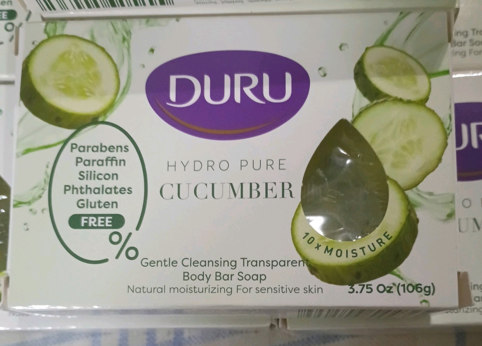 Set Of 7 DURU HYDRO PURE CUCUMBER TRANSPARENT BATH BAR SOAP 3.75oz