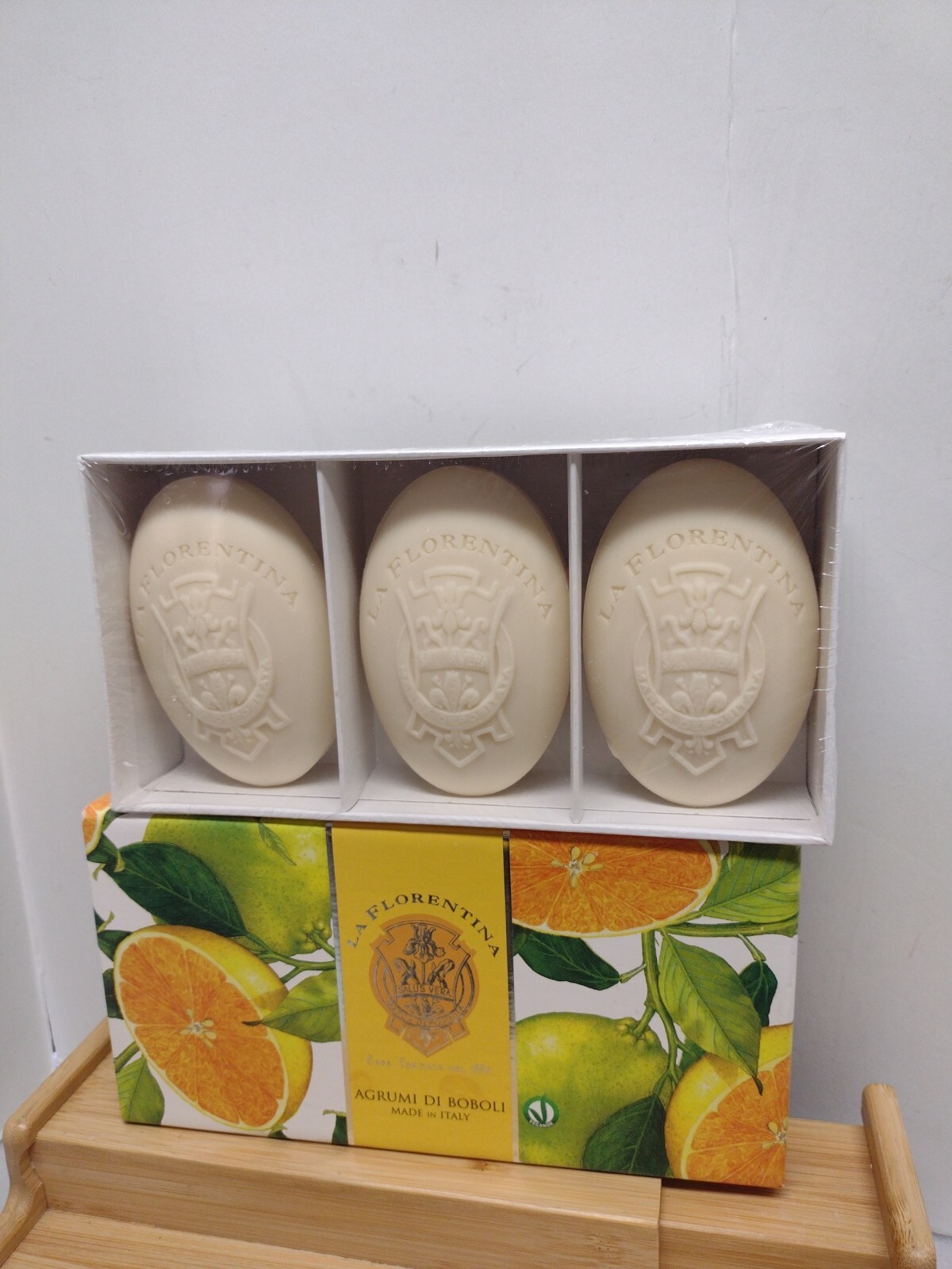 3pk La Florentina BOBOLI CITRUS 15.9oz Emboss Luxury Soap Italy Organic Homemade