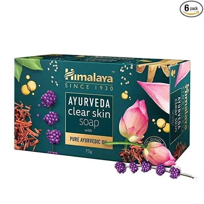 6X Himalaya Ayurveda (Sandal Glow Soap + Ayurveda Clear Skin Soap) 3 each75gm