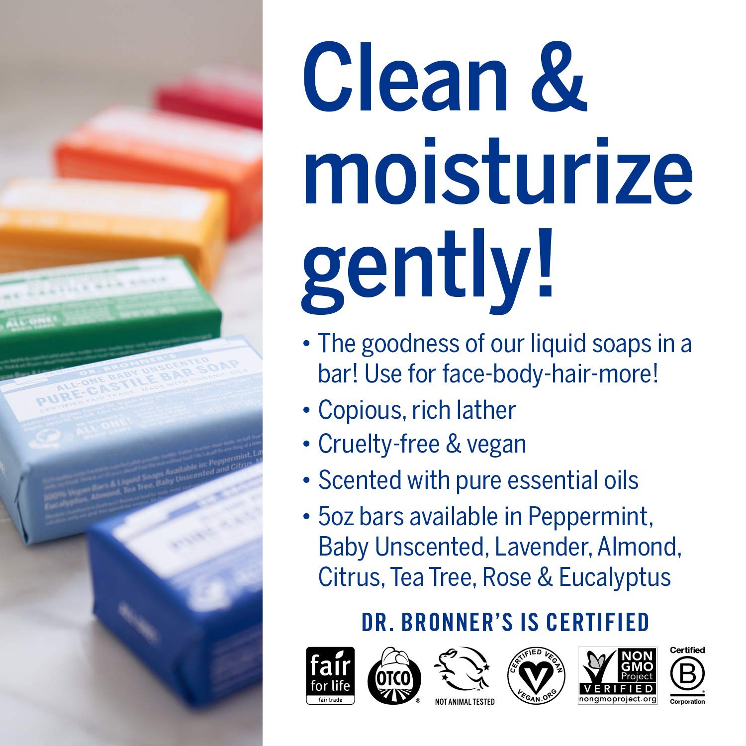 Dr. Bronner’s – Pure-Castile Bar Soap (Peppermint, 5 ounce, 8-Pack) – Made…