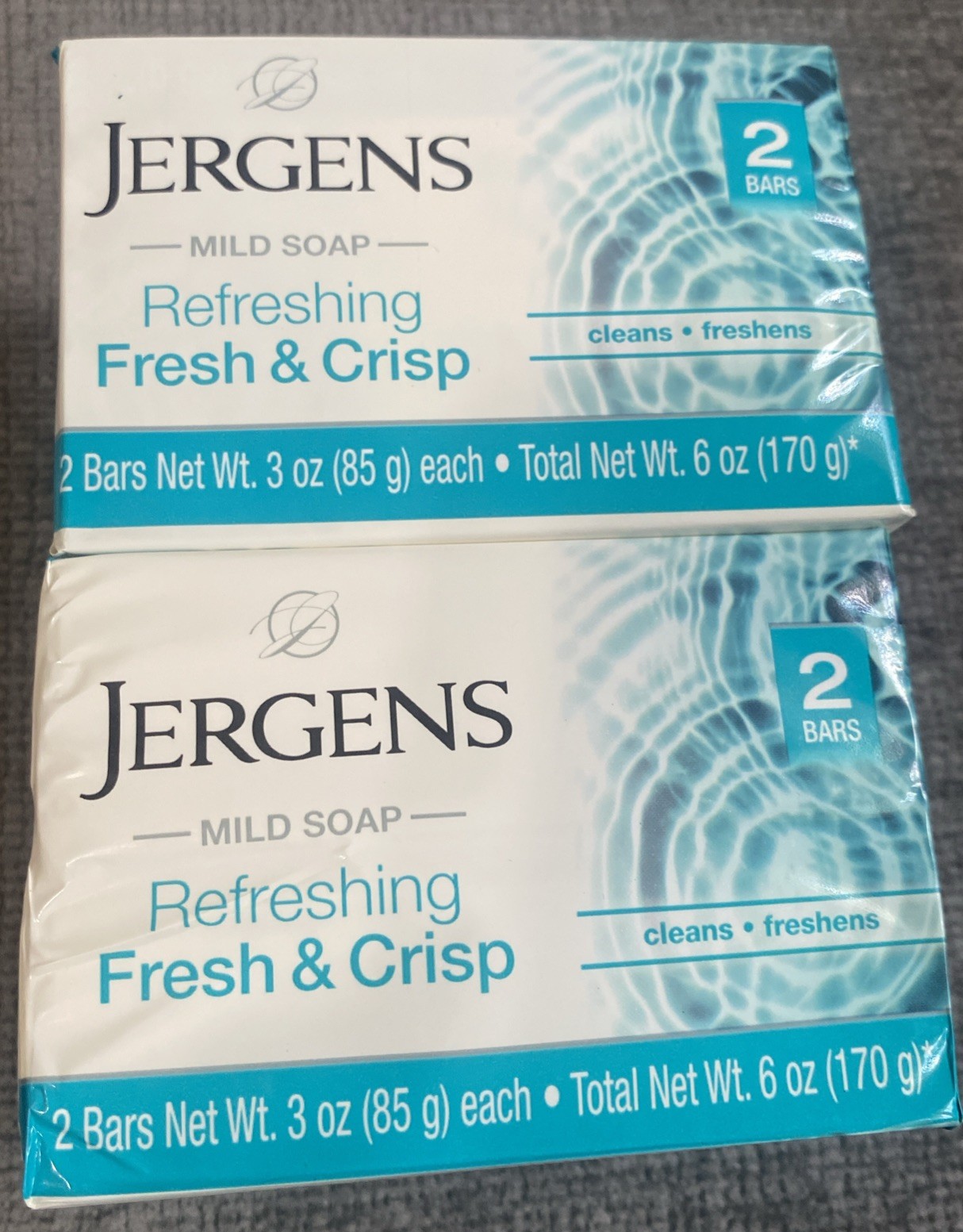 4 Bars JERGENS MILD SOAP REFRESHING FRESH & CRISP, Clean & Fresh 3oz. Each Bar