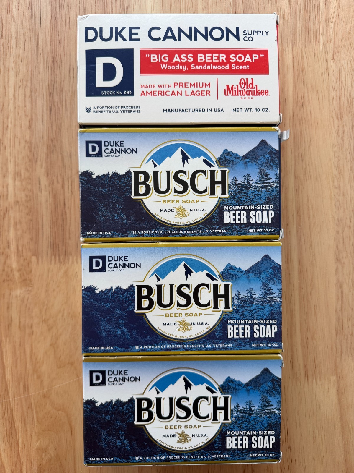 Lot of 4 Duke Cannon BUSCH + OLD MILWAUKEE Beer Soap Sandalwood Scent 10oz NEW