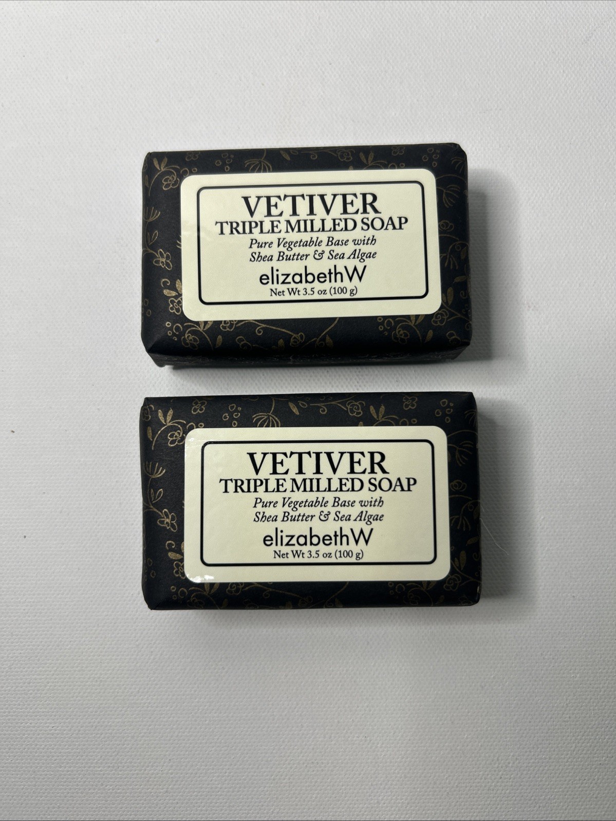 Elizabeth W Vetiver Triple Milled Soap Bars 3.5 Oz Each Two Bars New (D1)