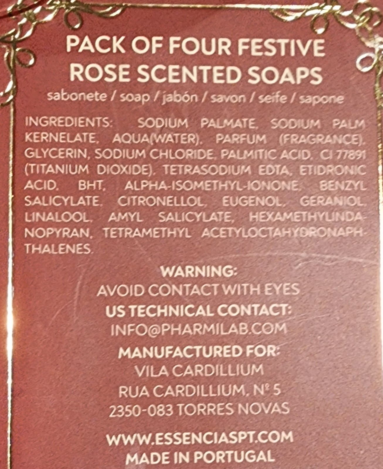 Vila Cardillium Festive Rose Soaps Scented Contains 4 – 3.5 oz Holiday Bars