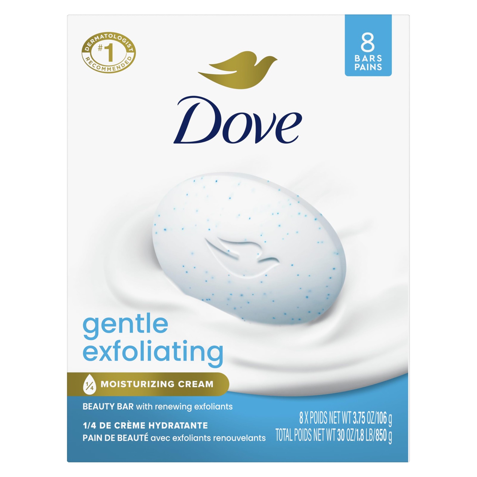 Exfoliating Beauty Bar Soap 8 Count Gentle Cleanser Skin 3.75 oz Renewing