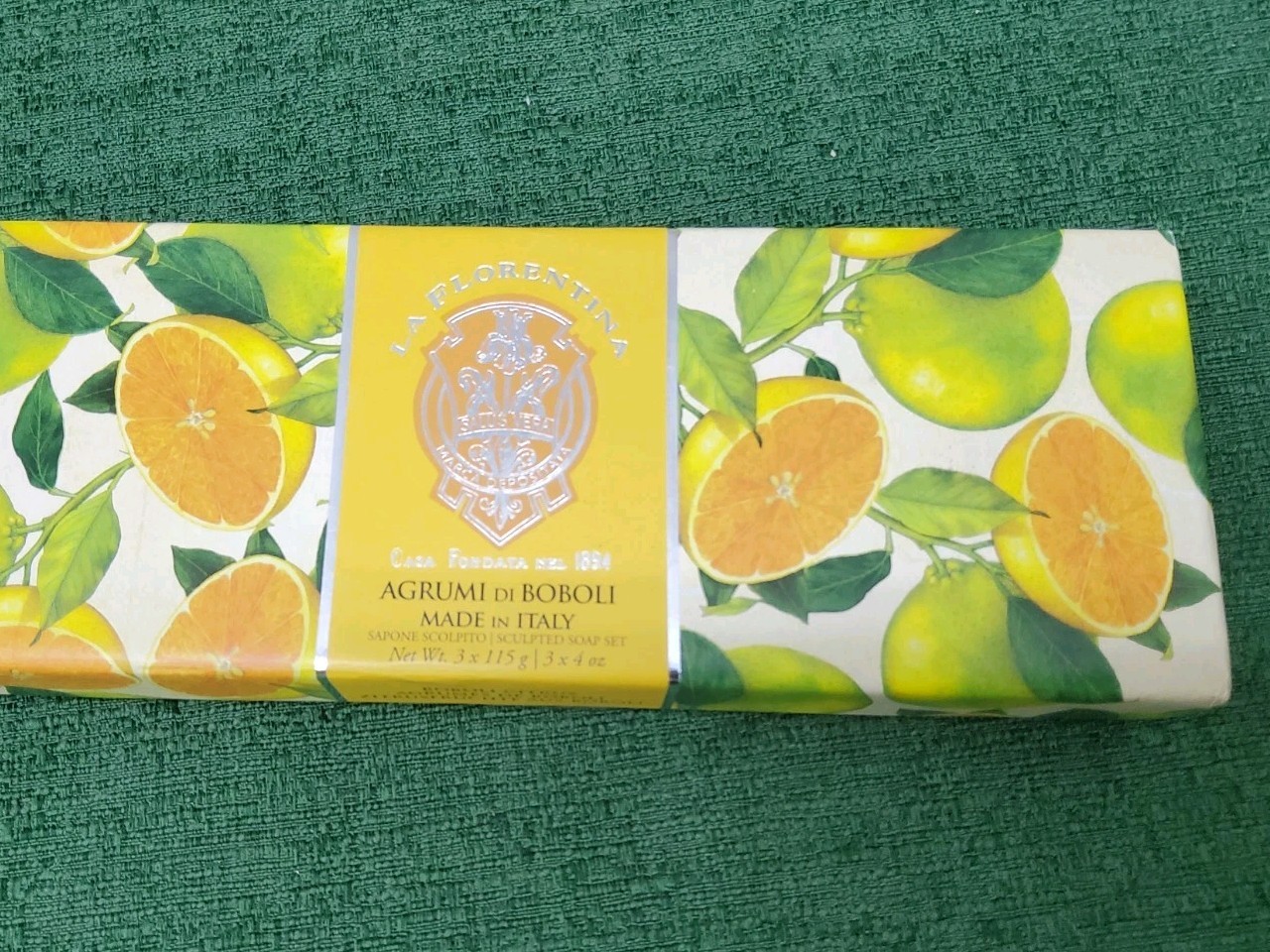 La Florentina Agrumi di Boboli Citrus Sculpted Soap Sealed 3x115G Made in Italy