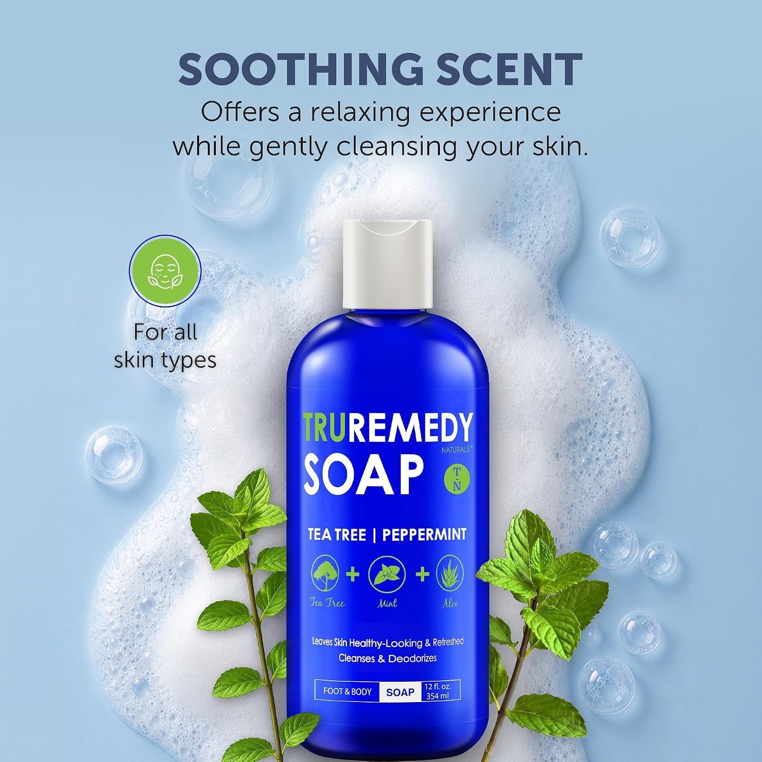 12 oz Tea Tree Oil Body Wash – Invigorating Tea Tree Soap with Peppermint, Al…