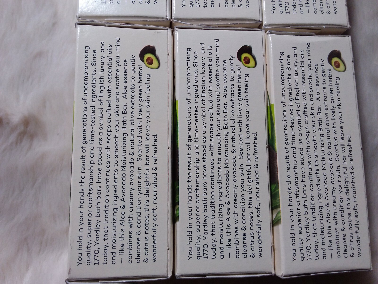 6 bars Yardley London Naturally Moisturizing Bath Bar Aloe and Avocado 4.25 oz.