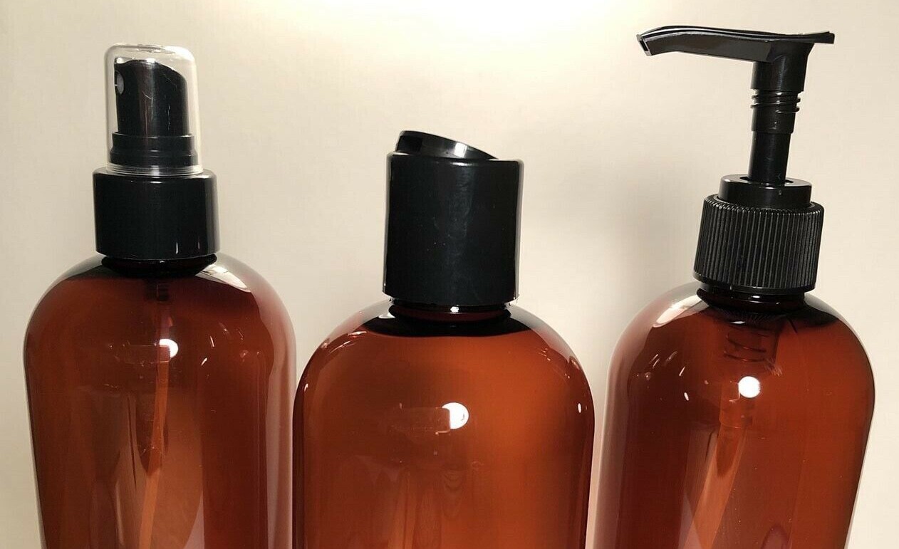16 oz PET Plastic BPA Free 24/410 Amber Cosmo Bullet Round Bottles & caps SALE