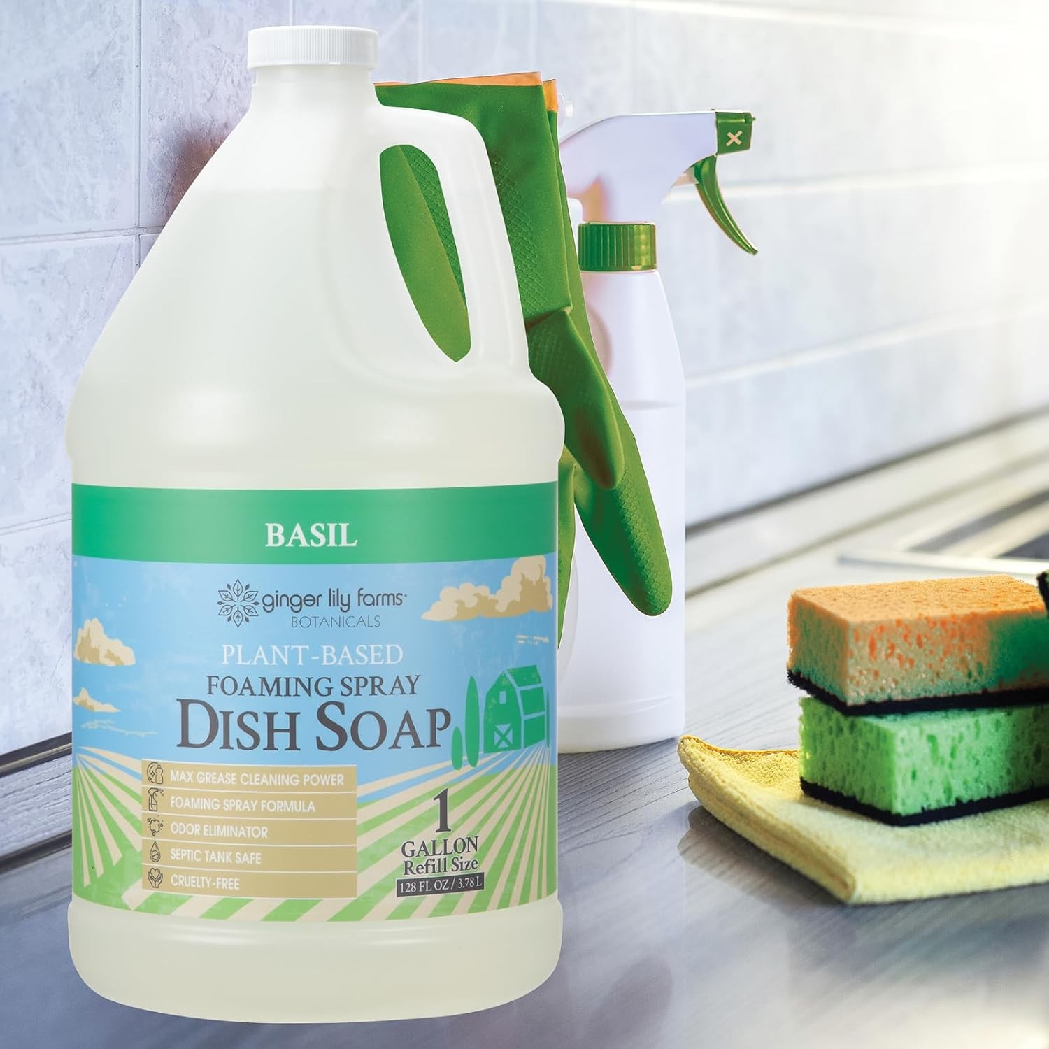 Plant-Based Foaming Spray Dish Soap, Concentrated