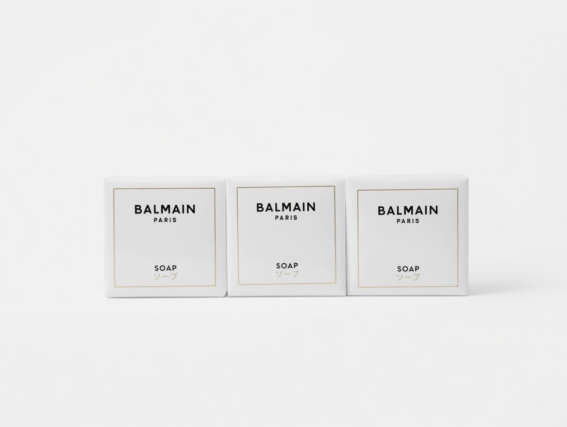 #3 BALMAIN Paris Luxury Brand Square Soap Sabon Savon 35g 1.22 oz x 3 NEW