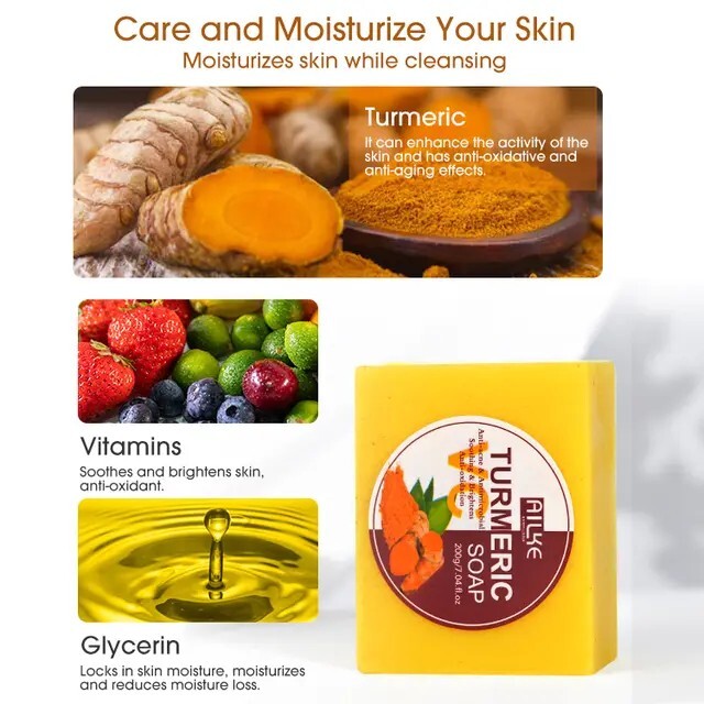 Turmeric Soap with Ginger, Vitamin C and Olive oil for all skin type (200g Bar)