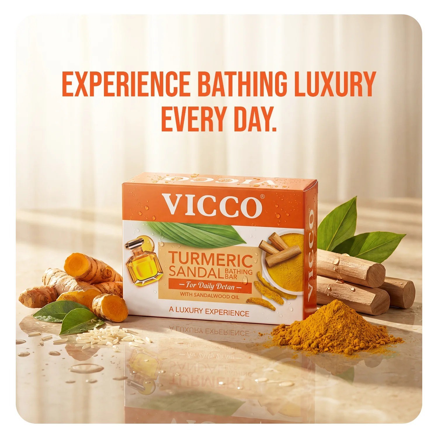 Vicco Turmeric Sandal Sandalwood Oil Herbal Bathing Soap 100g 4 pack