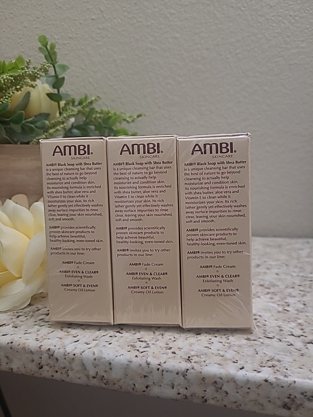 AMBI BLACK SOAP WITH SHEA BUTTER 3.5OZ WITH FREE SHIPPING!! Pack Of 3