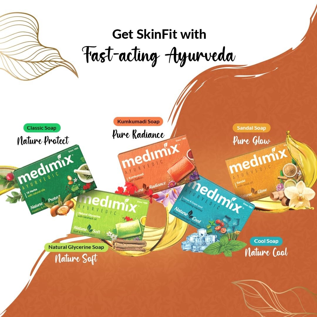 Medimix Ayurvedic Skinfit Bathing Soap 125g x 5 Natural Herbal Body Care