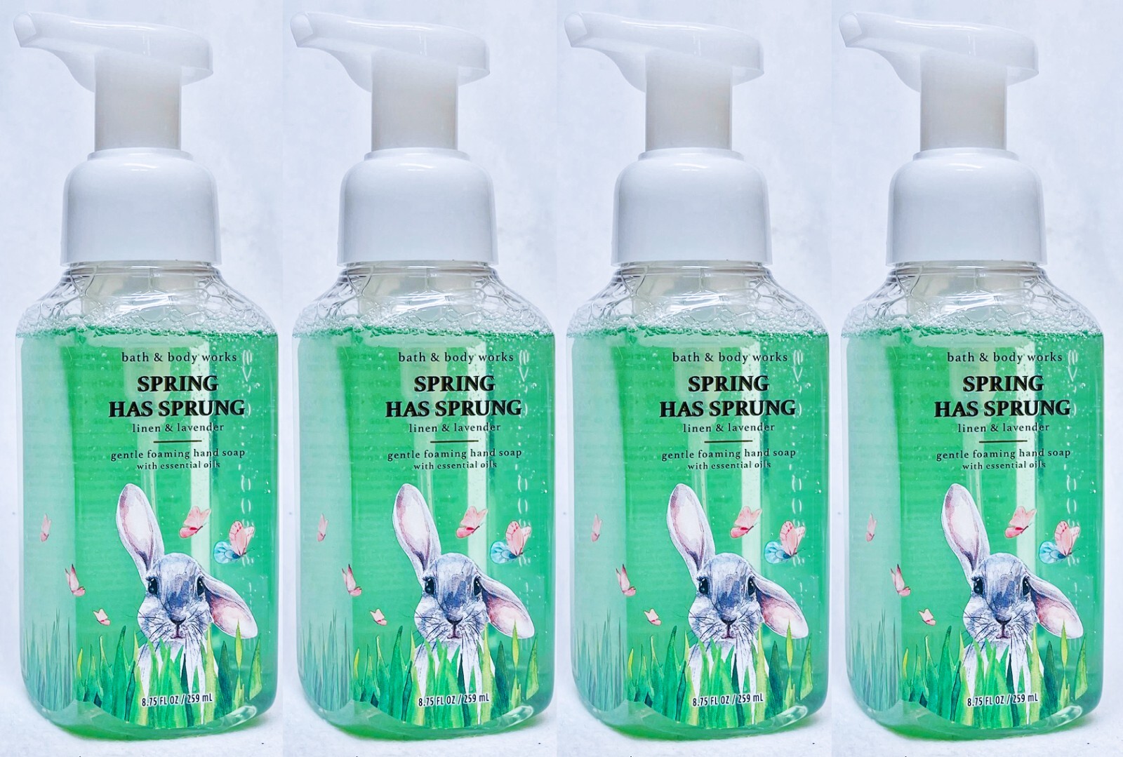 4 Bath & Body Works LINEN LAVENDER SPRING BUNNY Gentle Foaming Hand Soap 8.75 oz