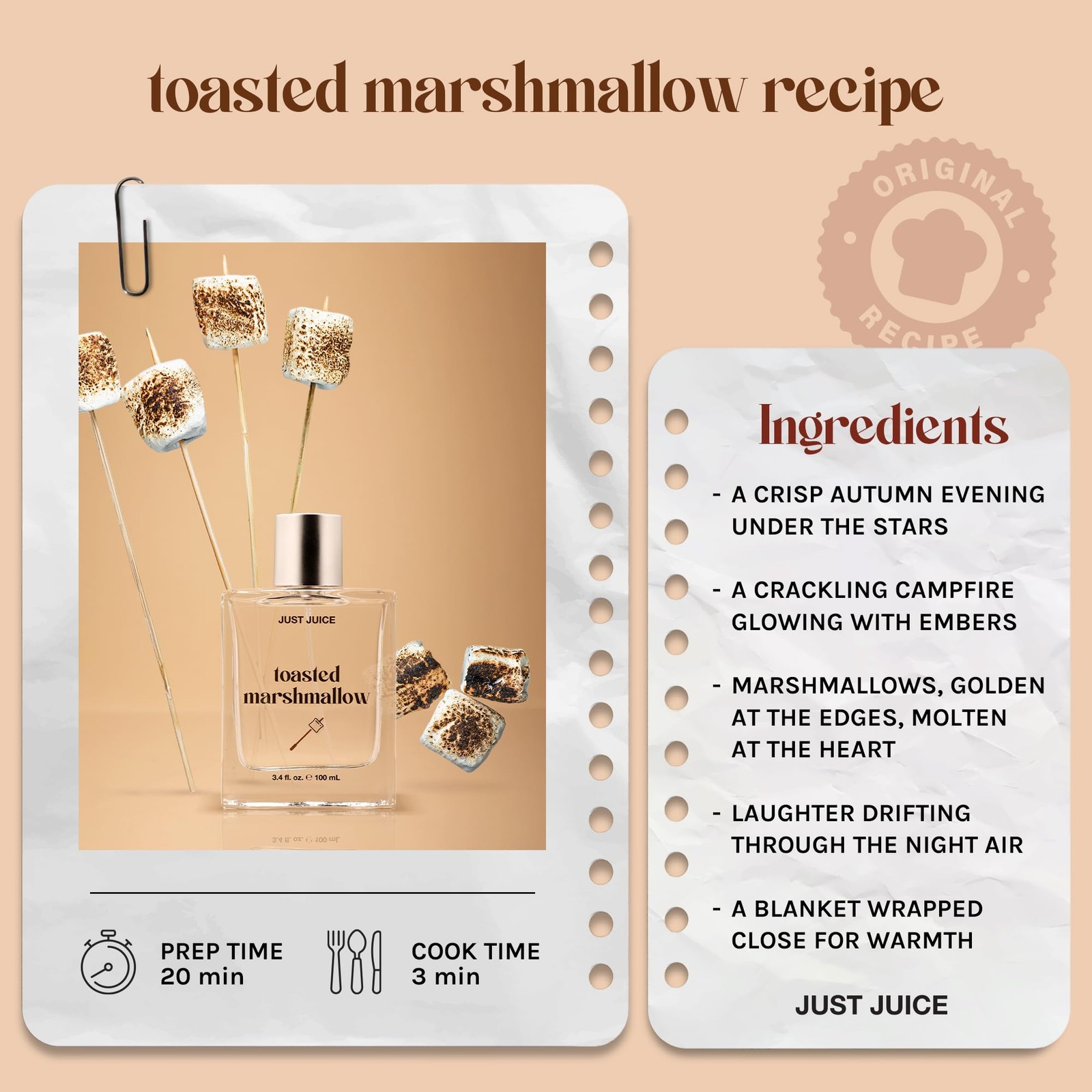 Just Juice Toasted Marshmallow Vanilla Caramel Amber Perfume Unisex 3.4 oz