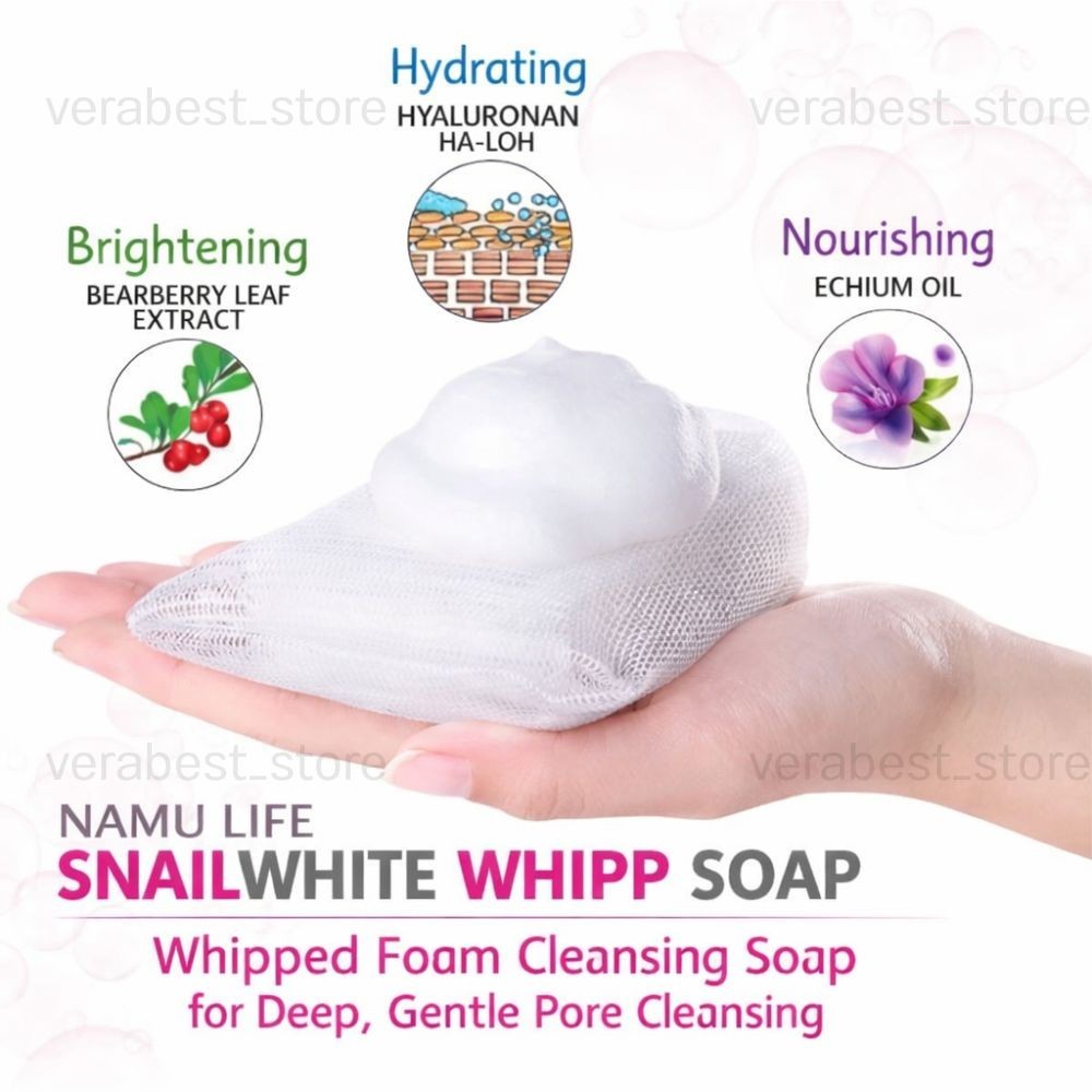 4 x100g. Snail White Whipp Soap Bar Foam with Delicate Softening Namu Life