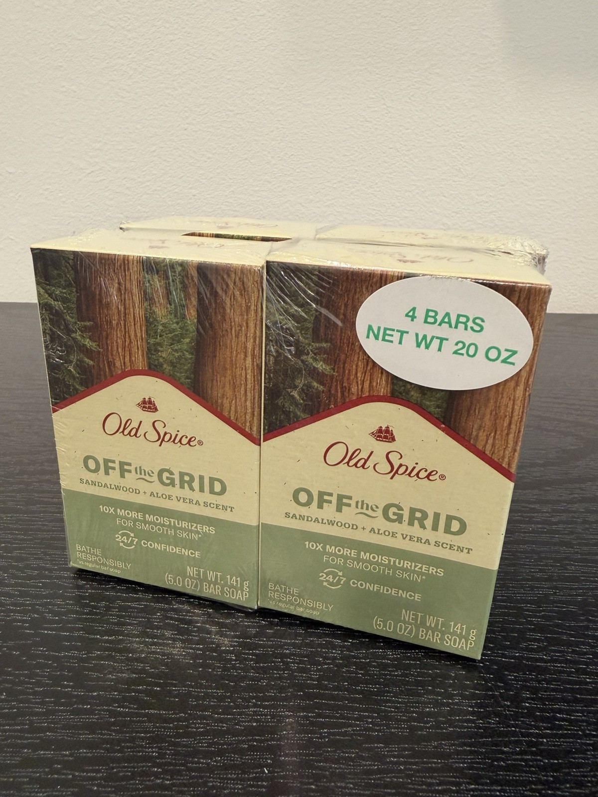 4 PACK Old Spice Off The Grid, Sandalwood & Aloe Vera Bar Soap 5oz
