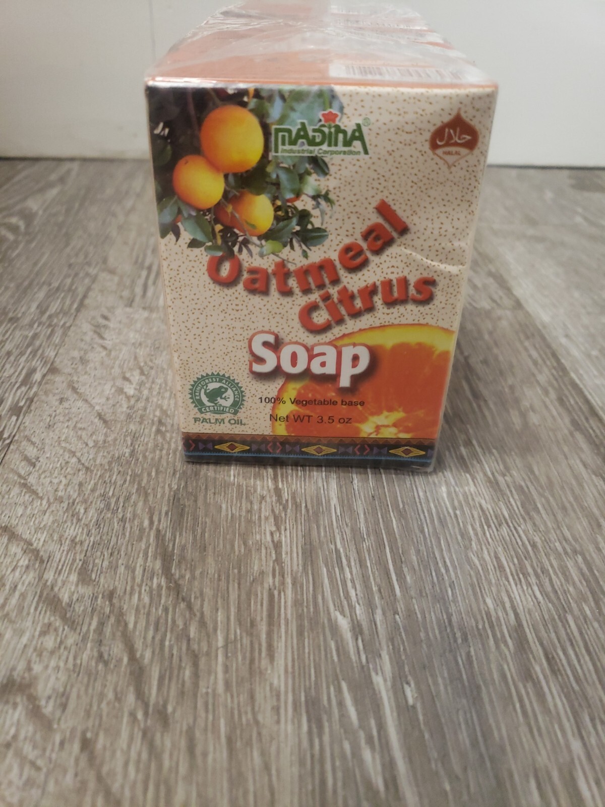 6 Pack Madina Oatmeal Citrus Bar Soap 3.5 Oz 100% Vegetable Base Palm Oil