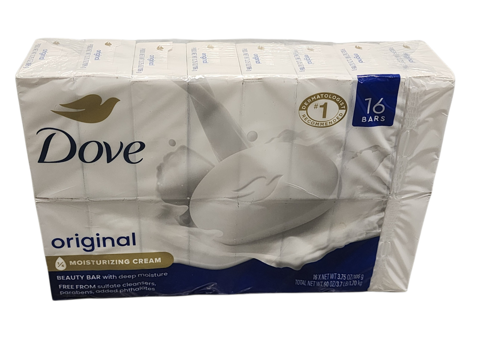 Dove Original White Beauty Bar Deep Moisturizing Soap 3.75 oz 16 Count Pack