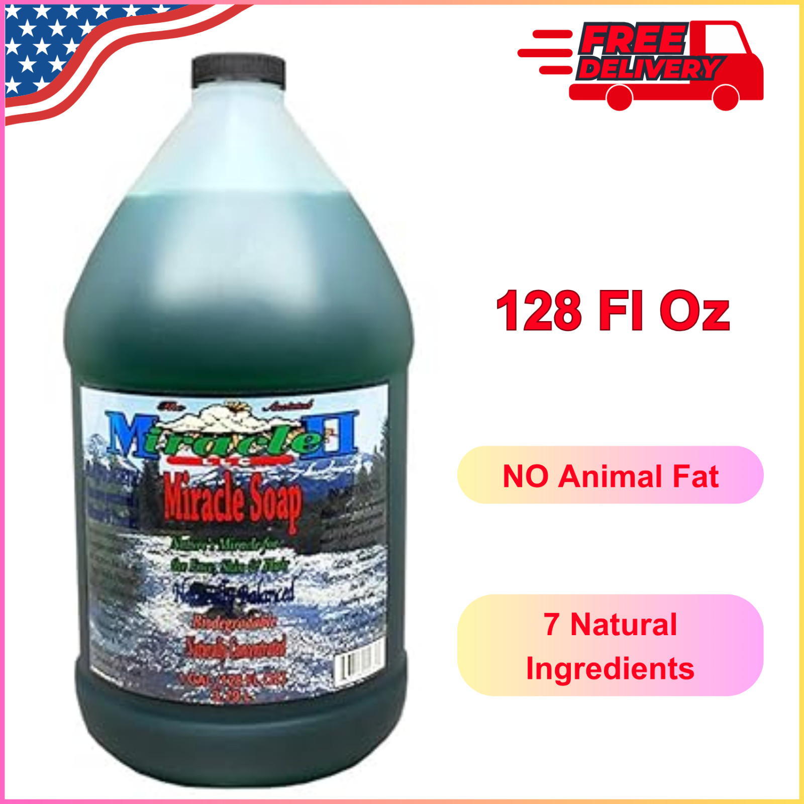 Miracle II Regular Soap – 1 Gallon (128 Ounce), Unscented, Naturally pH Balanced