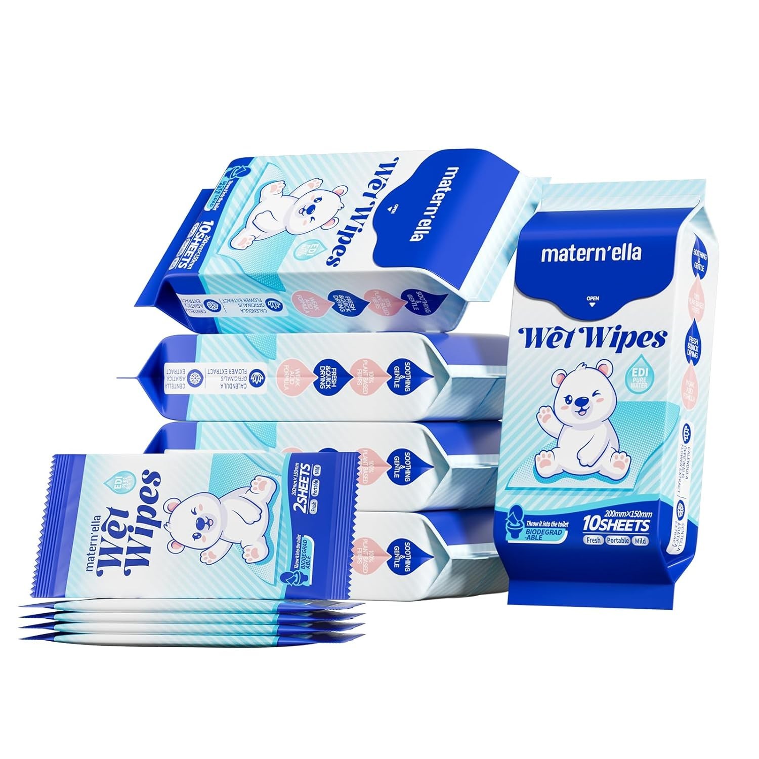 Travel Pocket Butt Wipes 60 Count Fragrance-Free Flushable Sensitive Skin