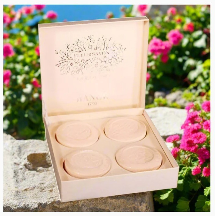 Rance 1795, Geranium Coffret, Luxury Boxed Set of 4 French Perfumed Soaps, NEW