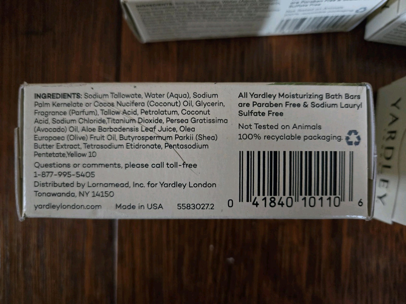Yardley London Naturally Moisturizing Bath Bar Aloe & Avocado 4.25oz Pack of 6