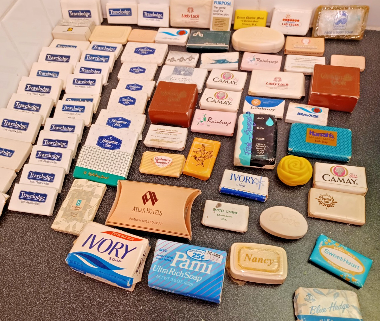 Vtg Hotel Casino+ Soap Lot Of 75 Unused Travel Size Body & Face Soap MCM graphic