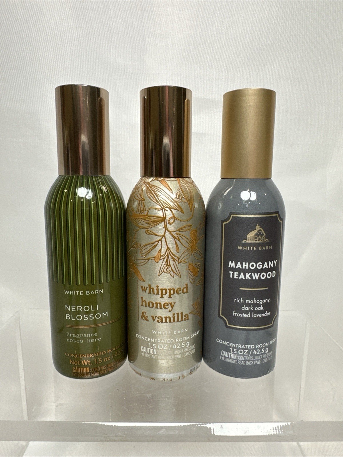 White Barn Room Spray Set of 3 Mahogany Teakwood Neroli Blossom Vanilla NEW