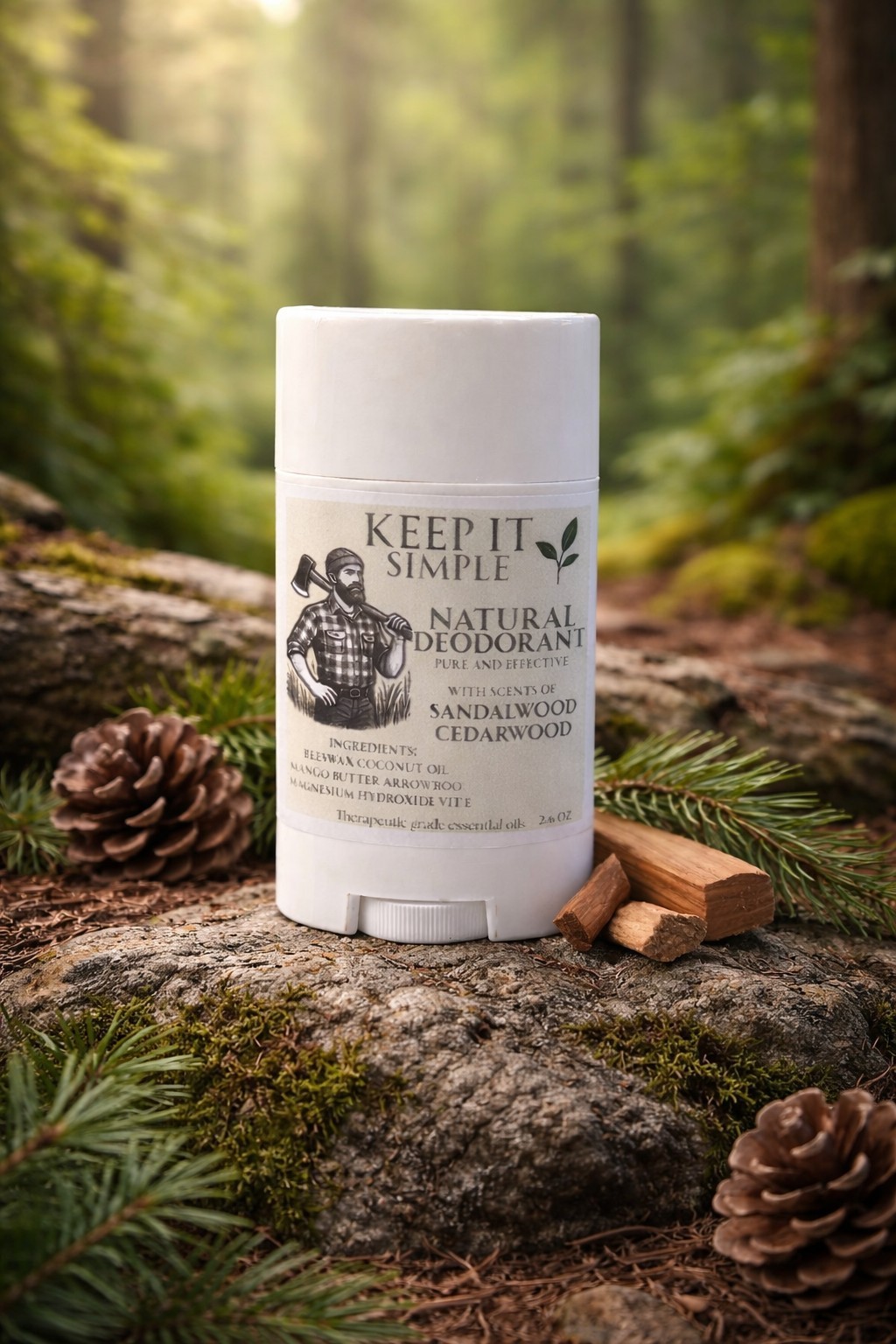 Men’s Natural Deodorant & Body Soap Sandalwood Cedarwood Postbiotic