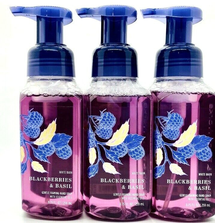 3 BATH & BODY WORKS WHITE BARN BLACKBERRIES & BASIL GENTLE FOAMING HAND SOAP