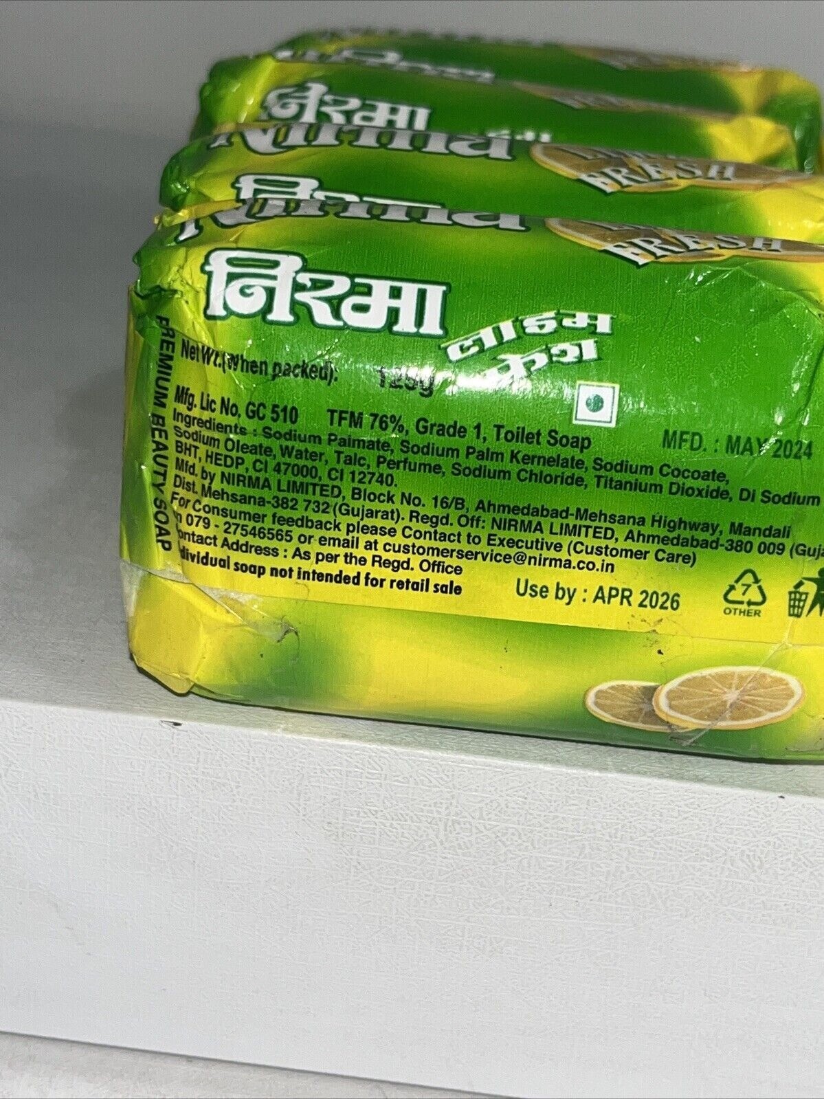 4 New Nirma Lime Fresh Premium Beauty Soap Bars, 125g Each