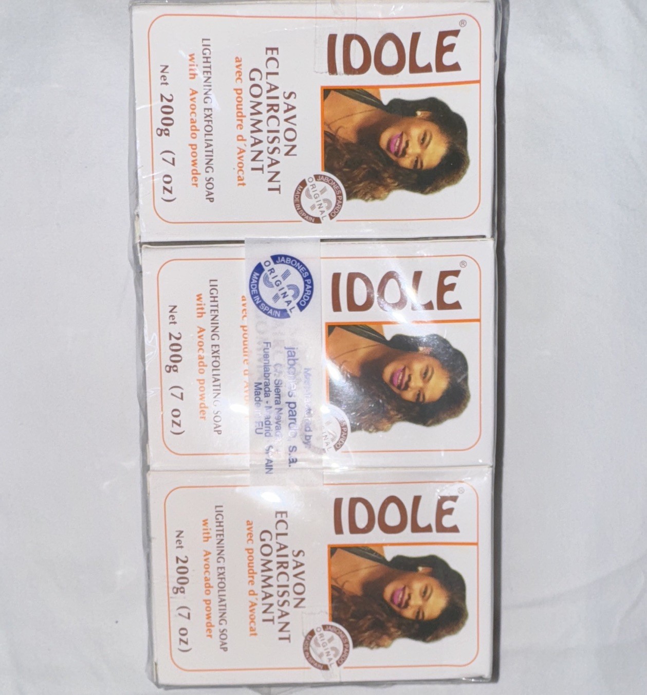 3 Pack IDOLE Eclaircissant Gommant Exfoliating Lightening Soap Avocado 7 oz