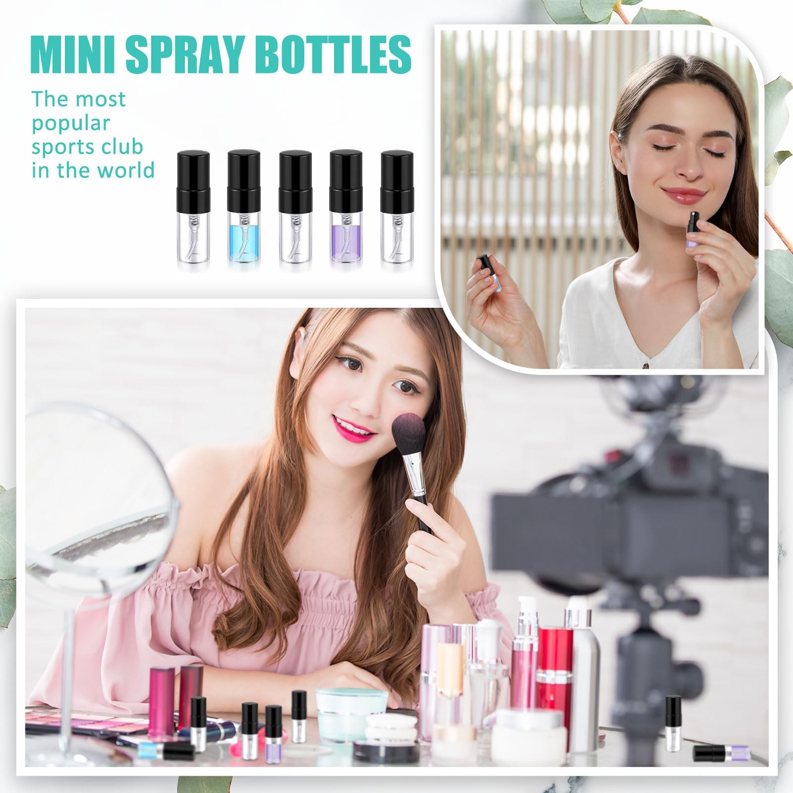 Zhehao 50x 2ml Clear Glass Mini Refillable Perfume Fine Mist Spray Bottles