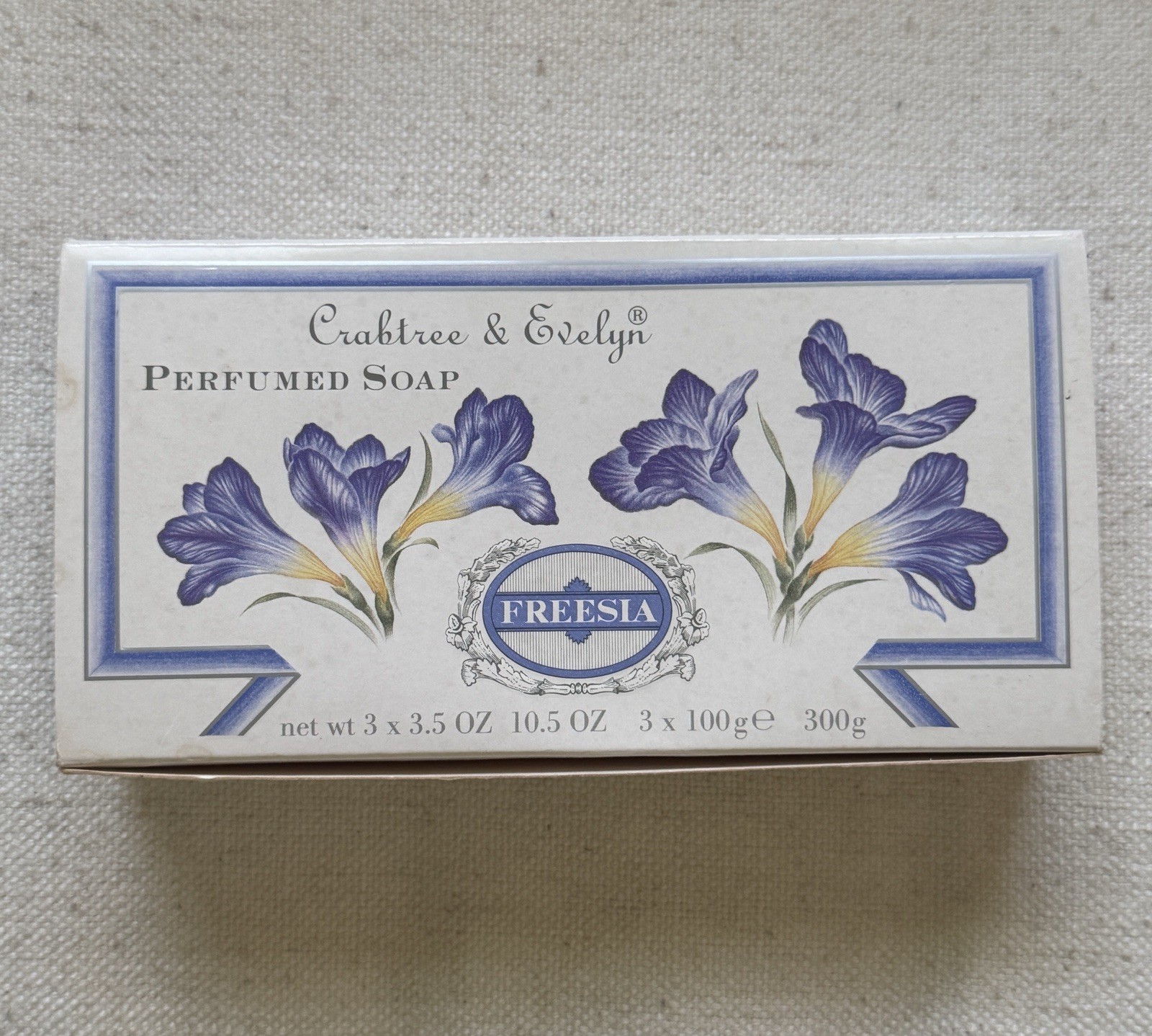 NEW Vintage Crabtree & Evelyn Freesia Perfumed Soap 3 Bar Set 3.5oz Each