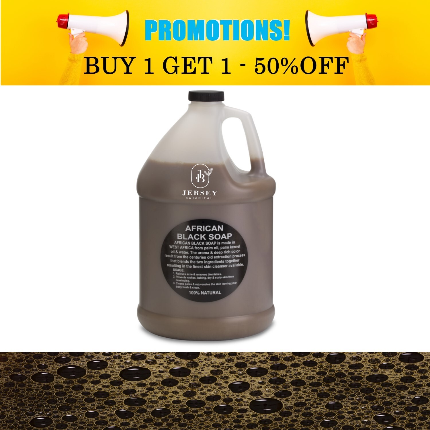 Liquid African Black Soap Gallon 100% Pure Natural Raw Organic Face Body Wash