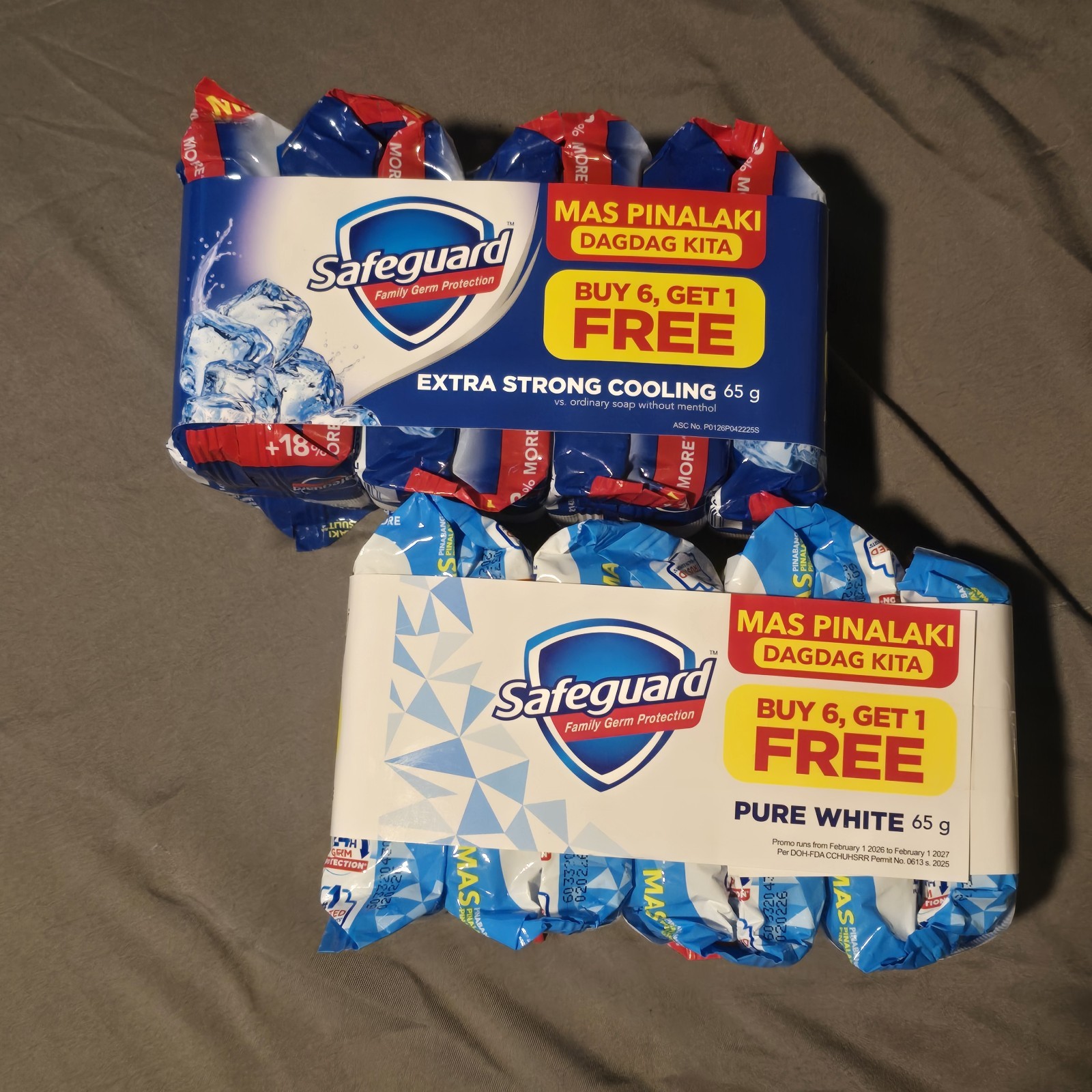 Safeguard Pure White (7 bars) and Extra Strong Cooling (7 bars) 65g