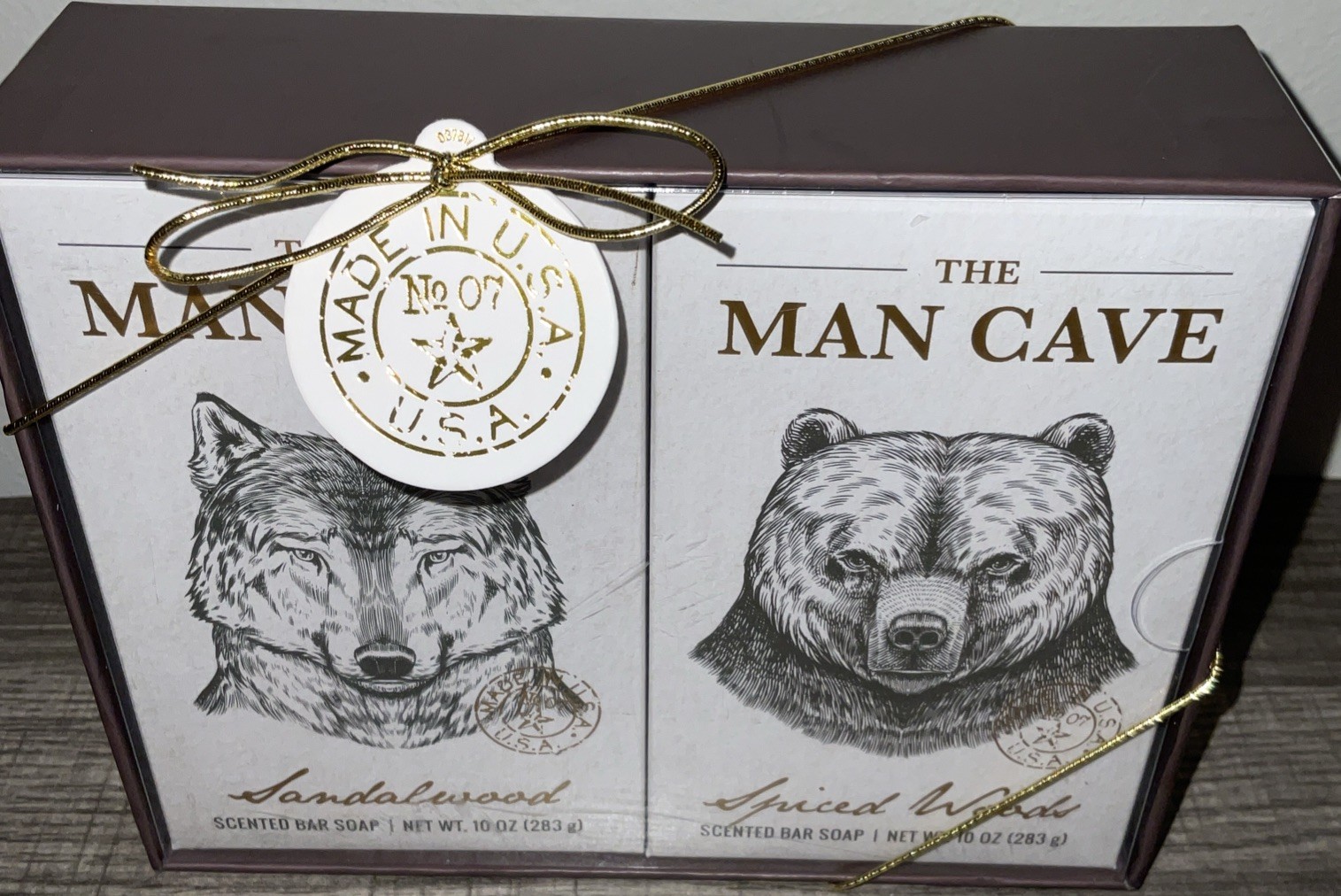 THE MAN CAVE SANDALWOOD & SPICED WOODS 10 oz 2 BAR MENS SOAP MADE IN THE USA NIB