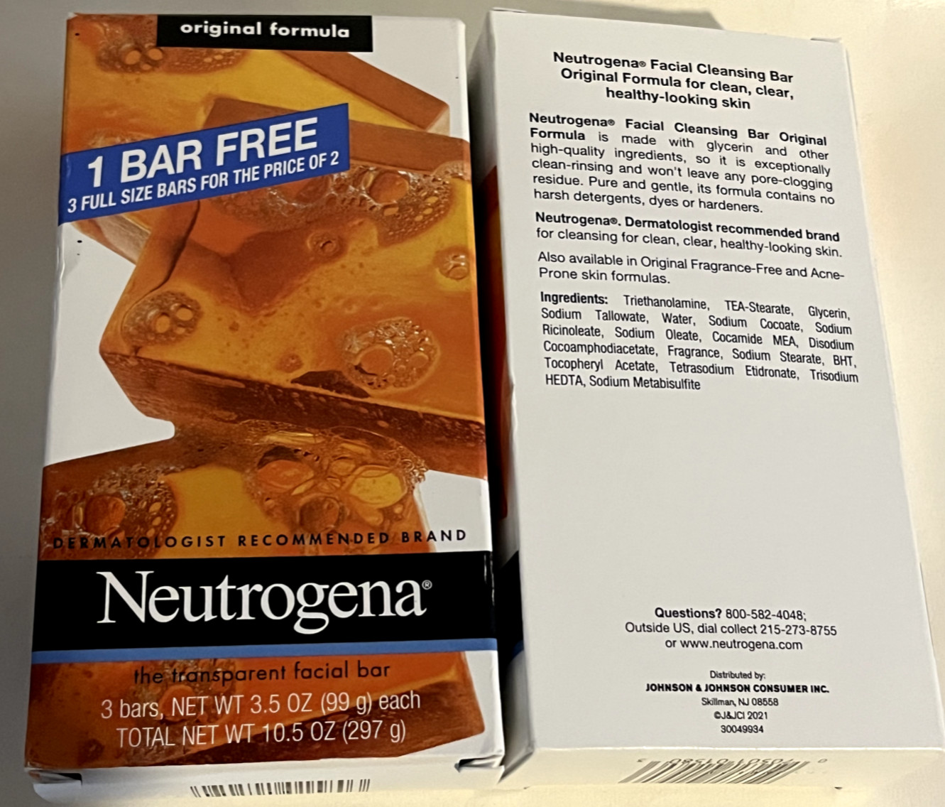 Neutrogena Transparent Facial Bar Soap – 2pk of 3 bars -Original Formula New