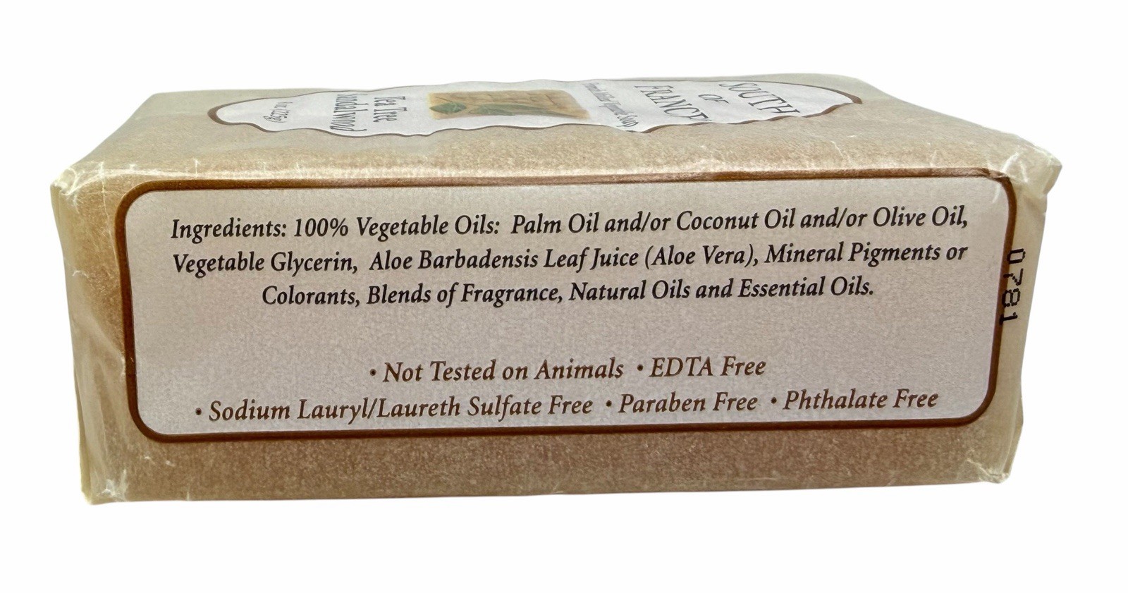 Vintage South Of France Tea Tree Sandalwood French Milled Bar Soap 8oz